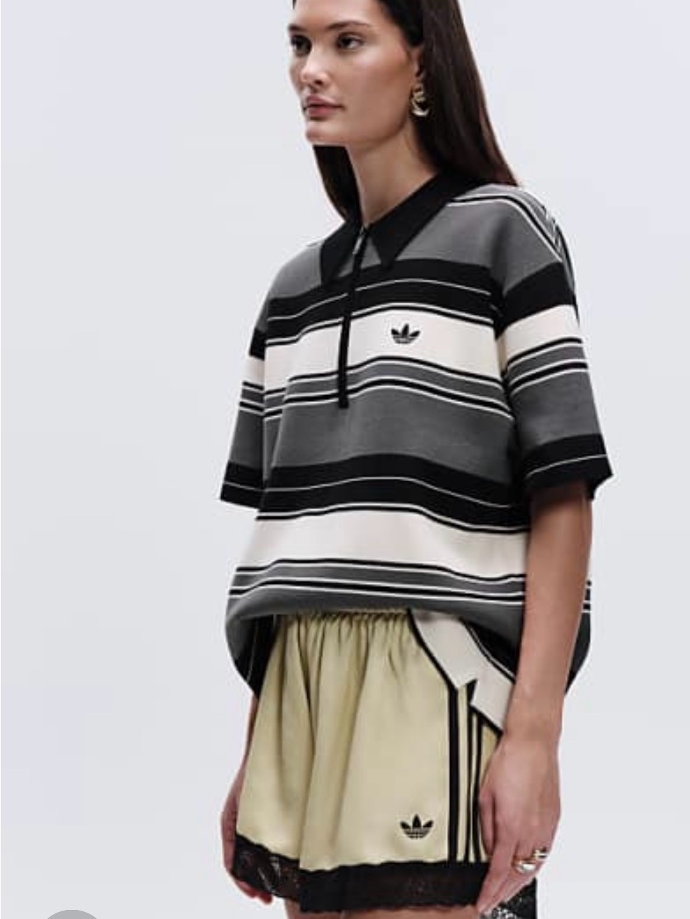 Adidas Originals Asos Lace Hem Shorts In Buttermilk